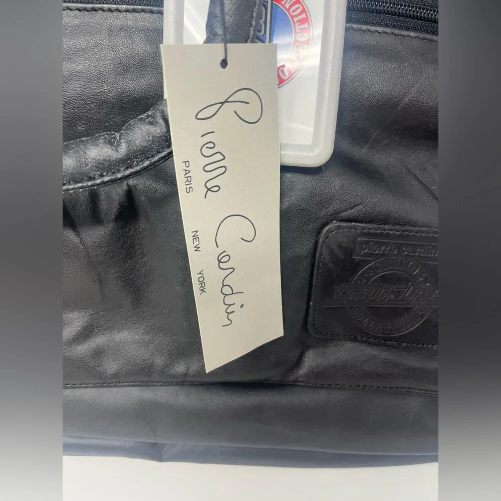 PIERRE CARDIN Leather Luggage Bag Genuine Black Grand Touring Collection VTG NWT